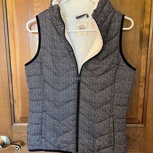 Women's Black and White Herringbone Vest